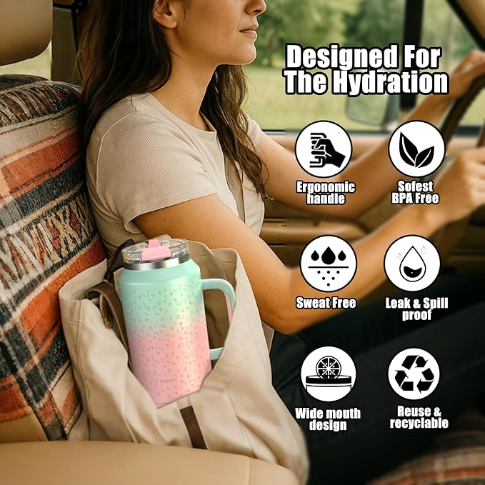 Hydraful 64 oz Tumbler with Handle and Straw - Image 8