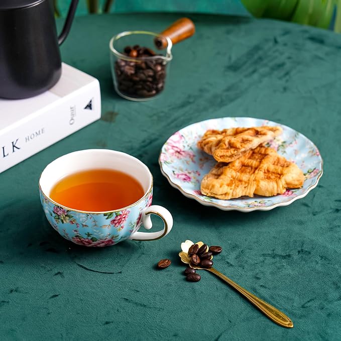 Agyiuns Tea Cup and Saucers, 6.4oz Floral Tea Cups - Image 8