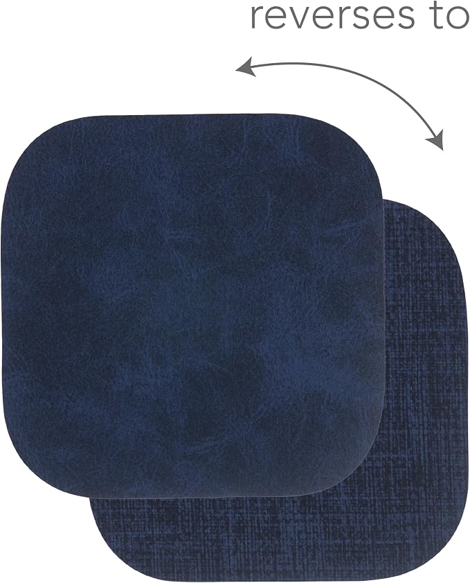 4.25" x 4.25" Square Faux Leather Drink Coaster Set of 4 by KAF Home - Image 2