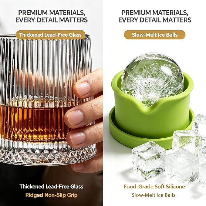 360° Rotating Whiskey Glasses Set of 2, Vintage Crystal Tumblers - Image 5