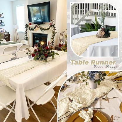 6 Pack Ivory Cheesecloth Table Runner 20 x 120 Inch Gauze Table Runner Fabric - Image 6