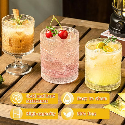 KEMORELA Vintage Glassware Drinking Glasses Set of 4, Hobnail Drinking Glasses - Image 4