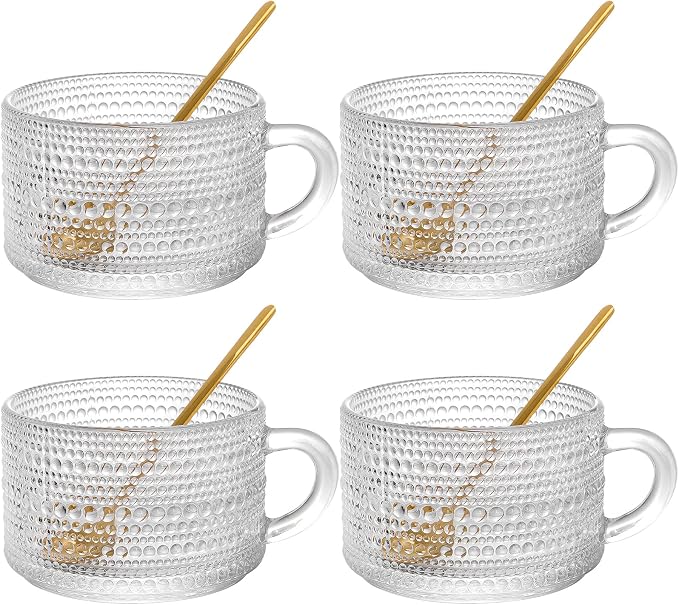 ZOOFOX Set of 4 Glass Coffee Mugs, 14 Oz Clear Glass Cups - Image 9