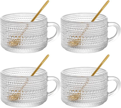 ZOOFOX Set of 4 Glass Coffee Mugs, 14 Oz Clear Glass Cups - Image 9