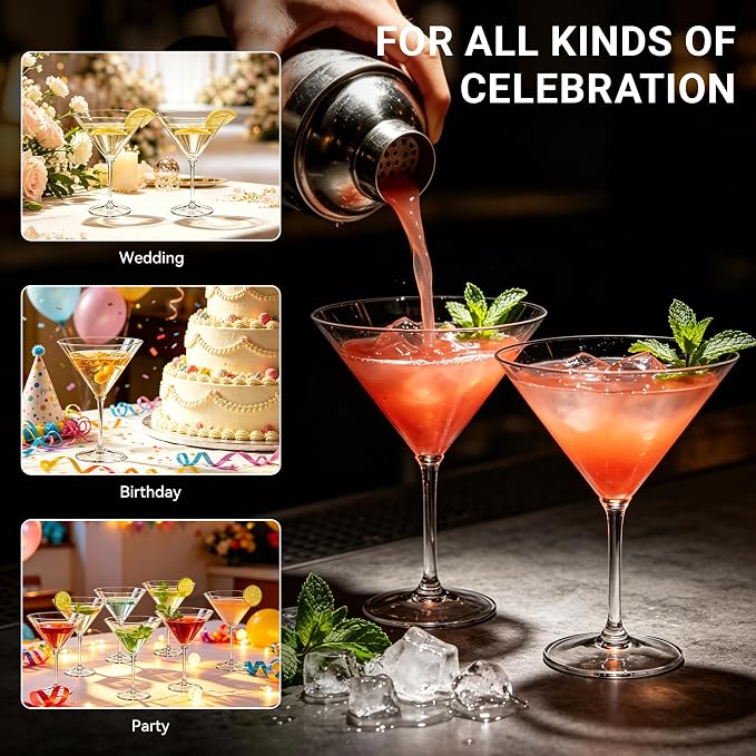 Plastic Martini Glasses Set of 24, 9 oz Clear Cocktail Cups | Unbreakable - Image 7