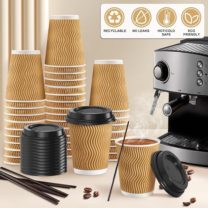 SIUQ 90 Pack 8 oz Disposable Coffee Cups - Image 4