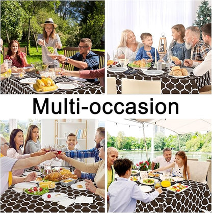 Smiry Rectangle Table Cloth Cover, Waterproof Vinyl Tablecloth with Flannel Backing for Rectangle Tables, Wipeable Spillproof Plastic Tablecloths for Dining, Camping and Indoor (60"x120", Coffee)