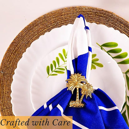 12-Piece Gold Metal Napkin Rings - Palm Tree Metal Napkin Rings Dinner Napkin Holder for Wedding Birthday Valentine's Day Christmas Party Dinner Table Décor - ALPHA Living HOME