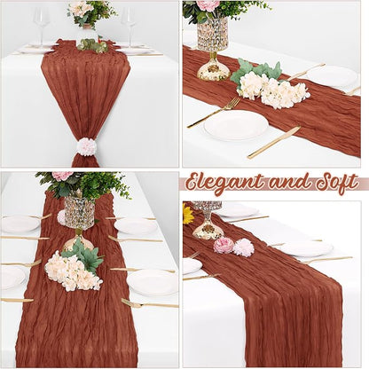 8 Pack Terracotta Cheesecloth Table Runners 20x120 Inch Gauze Table Runner - Image 4