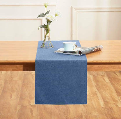 Vintage Blue Cotton Table Runner 13 x 72 in Long Farmhouse Style | Blue Table - Image 2