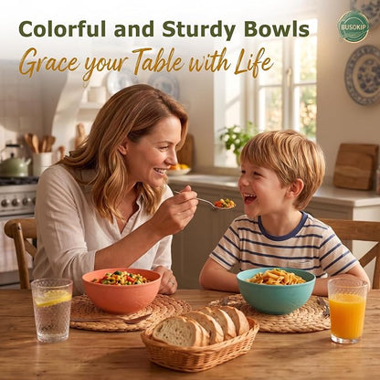 40OZ Wheat Straw Bowls Sets of 8, Unbreakable & Thick Ramen Bowl, Microwave & - Image 7