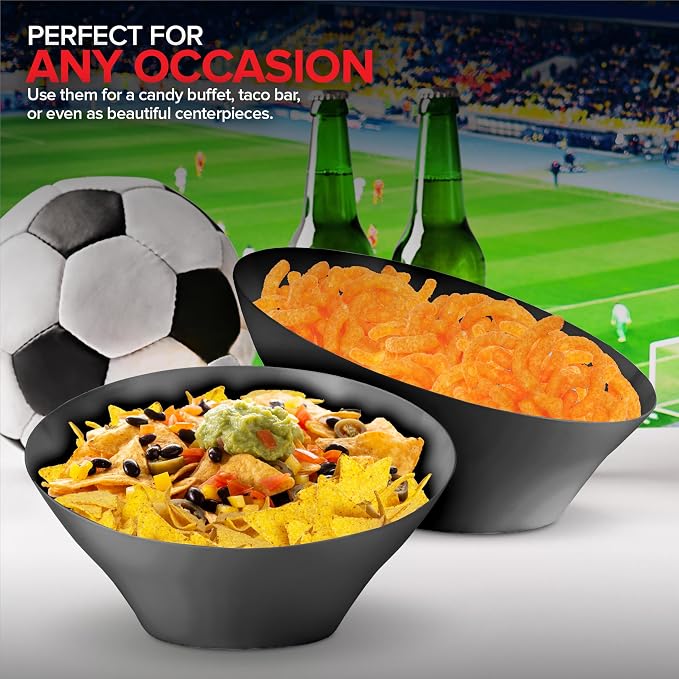 54oz Black Plastic Serving Bowls Large Disposable Snack Bowl Candy Dishes - Image 6