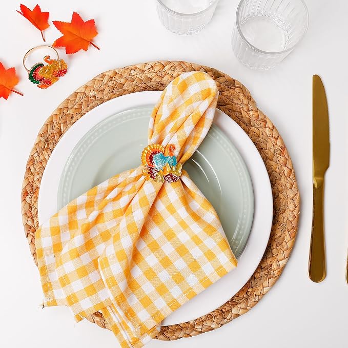 Thanksgiving Turkey Napkin Rings Set of 8, Fall Napkin Rings Metal Napkin - Image 4