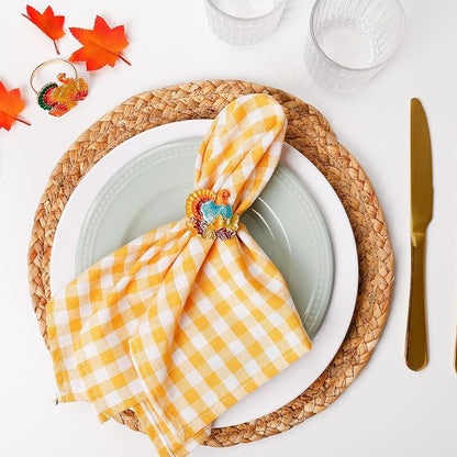 Thanksgiving Turkey Napkin Rings Set of 8, Fall Napkin Rings Metal Napkin - Image 4