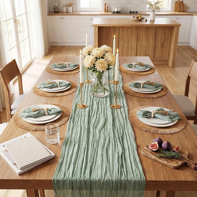 Frienda Set of 6 Boho Table Placemats Round Woven Place Mats Matching Linen - Image 4