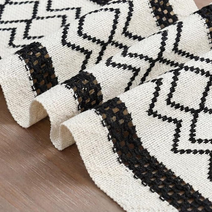 Artoid Mode Black Stripe Diamond Woven Table Runner 12x48 Inch | Holiday - Image 6
