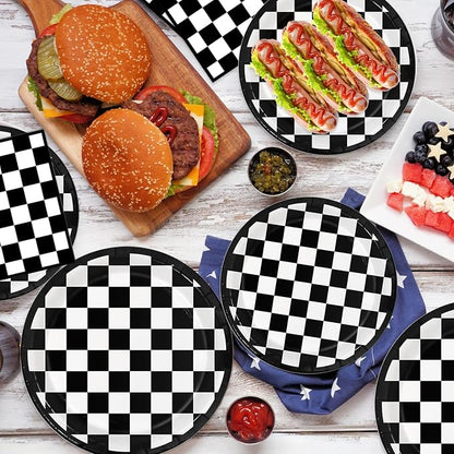 Oigco 60 PCS Race Car Birthday Party Decorations, Checkered Flag Plates and - Image 3