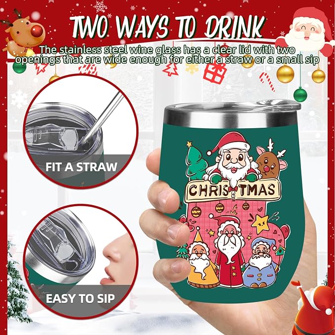 Christmas Wine Tumbler 12 oz Stainless Steel Wine Tumble Insulated Wine Tumbler - Image 5