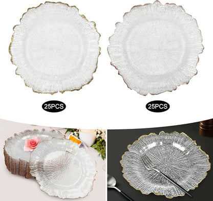 25 Pack Reusable Plastic Clear Charger Plates, 13 Inch Charger Plates - Image 3