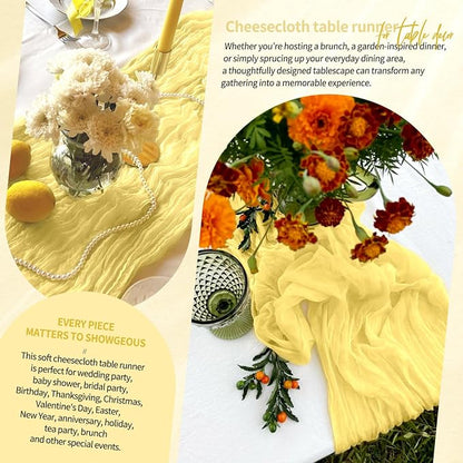 4 Pack Cheesecloth Table Runner 10FT Light Yellow Table Runner Boho Gauze - Image 8