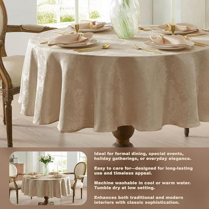 Newbridge Barcelona Luxury Damask Fabric Tablecloth, 108” Round, 100% Polyester - Image 3