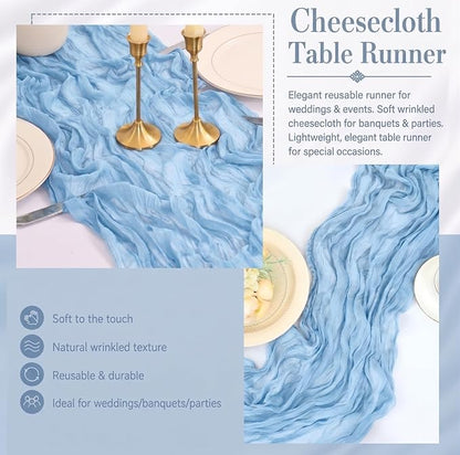 12 Pack Light Blue Cheesecloth Table runne 17x108 Inch Boho Rustic Semi Sheer - Image 5