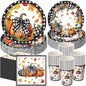 Funnymoom 250 Pcs Pumpkin Fall Paper Plates and Napkins Party Supplies Black by Funnymoom