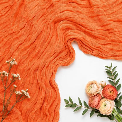 6 Pack Orange Cheesecloth Table Runner 22 x 120 Inch | Gauze Table Runners 10FT - Image 4