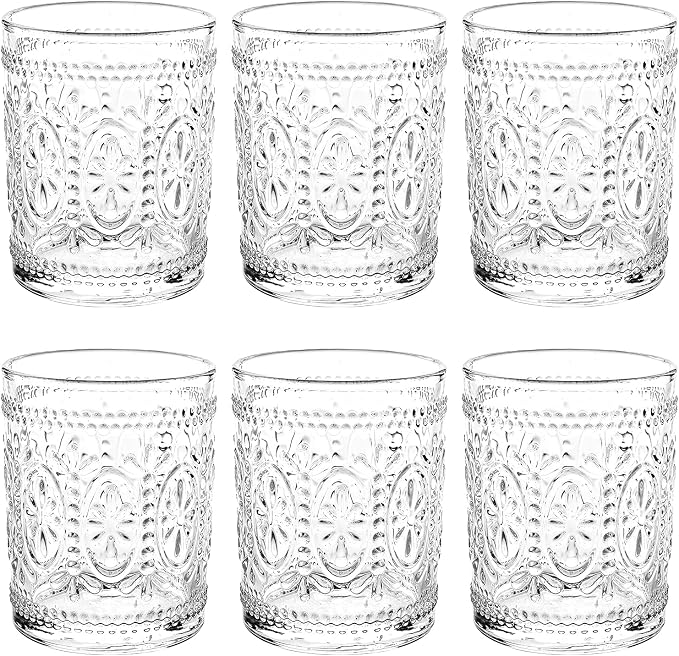 Bekith 6 Pack Drinking Glasses, 9.5 oz Romantic Water Glasses by Bekith