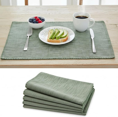 Dining Table Placemats with Decorative Stitched Edge Textured Cotton Kitchen - Image 3