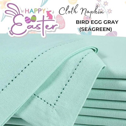 Bedding Craft Cotton Cloth Dinner Napkins Set of 12 – 18x18 Bird Egg Gray Hemstitched – Machine Washable Fabric Napkins for Weddings, Thanksgiving, Christmas & Daily Dining