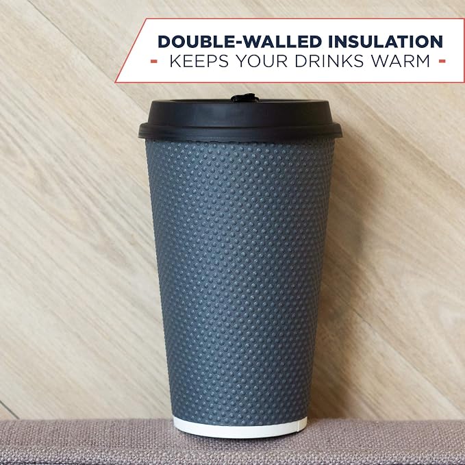 To Go Coffee Cups With Lids - 16 oz Disposable Coffee Cup With Lid. Large Togo - Image 7