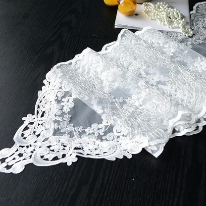 SUTAVIA Lace Patio Table Runner Embroidered Dresser Scarf, Classic Rectangular - Image 3