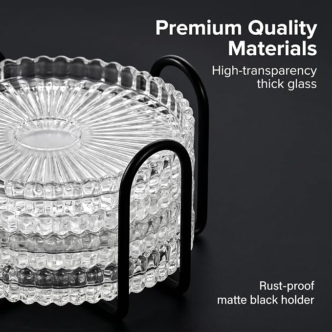 Modern Clear Coaster Set of 6- Glass Coasters - Image 4