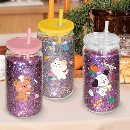 8 PCS Plastic Snow Globe Tumbler, 16Oz Pre-Drilled Double Wall Snowglobe Cup | - Image 7