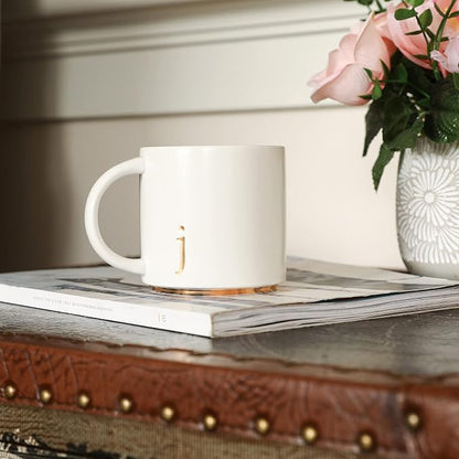 COLLECTIVE HOME Ceramic Coffee Mug, 15 oz Monogram Cup - Image 3