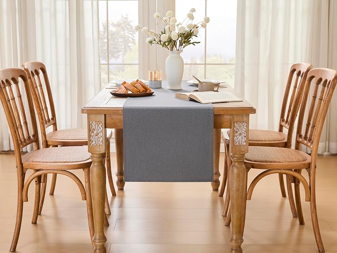 YATOJUZI Dark Grey Table Runner Seasonal Summer Kitchen Dining Coffee Table - Image 4