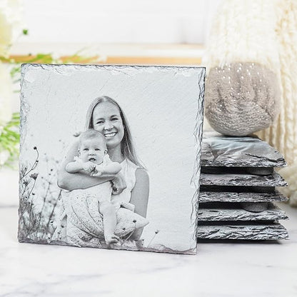 Blue Ridge Mountain Gifts - Custom Coasters Printed with Your Photos, Mothers's Day Present, Thoughtful Keepsake for New Mom, New Mom and Dad Gift of Newborn Photoshoot, Personalized Slate Coasters
