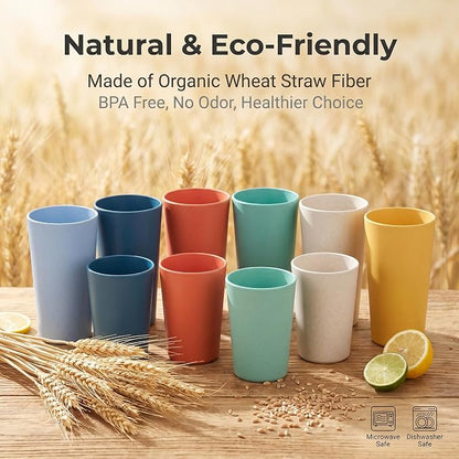 DeeCoo® 12 Pack Premium Wheat Straw Cups, Alternative to Plastic Cups Sets - Image 3