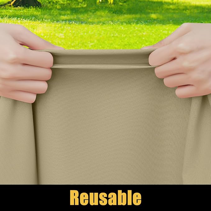 Smiry Rectangle Picnic Table Cloth, Waterproof Elastic Fitted Tablecloths for 4 Foot Tables, Washable Polyester Table Cover for Camping, Indoor and Outdoor (Taupe, 24"x48")
