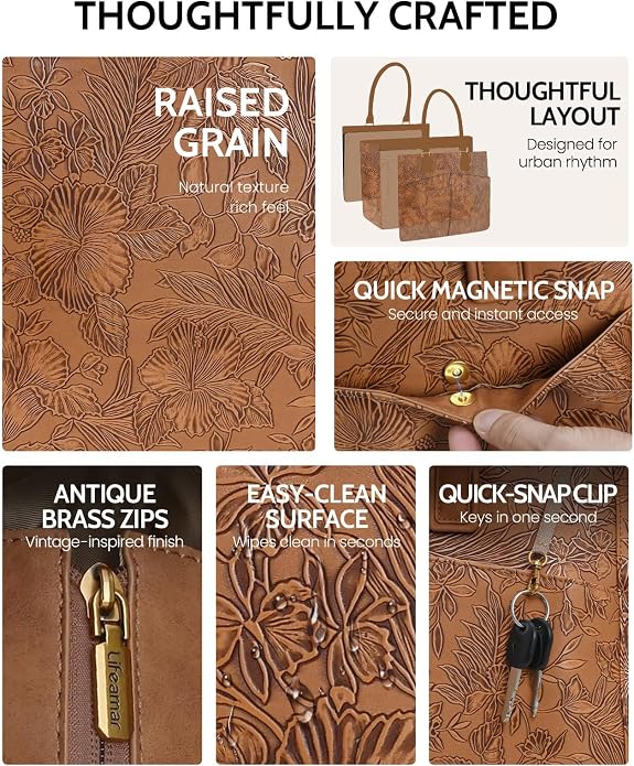 Laptop Tote Bag for Women, Leather Work Tote - Image 7