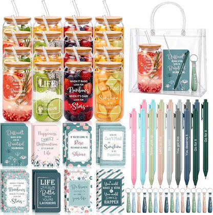 Rtteri 80 Pcs Inspirational Glass Cup Bulk Gift Set 16oz Tumbler by Rtteri