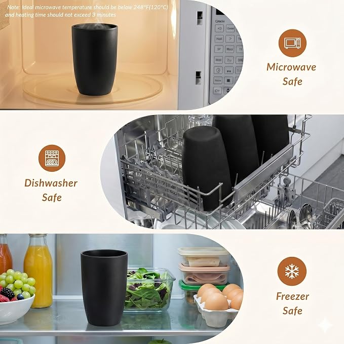 Homienly Kitchen Cups 20oz Wheat Straw Cups-6 pcs Lightweight cups Unbreakable - Image 6
