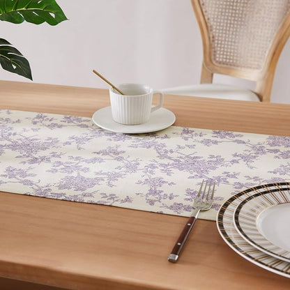 French Pastoral Farmhouse Table Runners, 13x48 Inch Purple | 100% Organic - Image 5