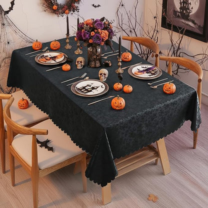 Smiry Rectangle Table Cloth, Waterproof Heavy Duty Vinyl Tablecloths, Wipeable Washable Table Cover for Kitchen and Dining Room (Black, 70" X 108")