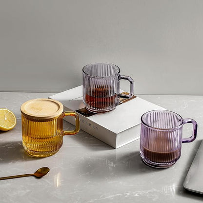 Lysenn Purple Glass Mug with Lid, Premium Glass Coffee Mug, 12 oz Tea Cup | - Image 5
