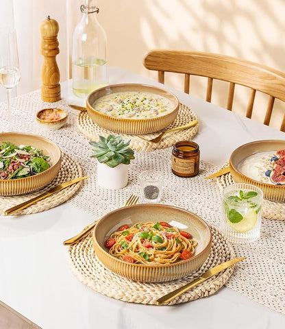8.5" Ceramic Pasta Bowls Set of 4, Salad Bowls | Versatile Serving Bowls - Image 7