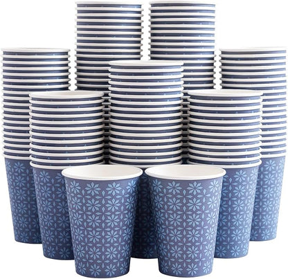 Clawsoff 240 Pack Paper Cups 12 oz Bulk Disposable Coffee Cups Navy Floral | by BuyNow