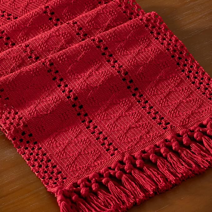DeZerlor Boho Macrame Table Runner Spring Easter Farmhouse Woven Table Runner - Image 2