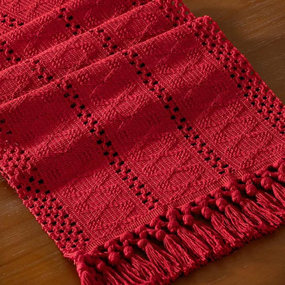 DeZerlor Boho Macrame Table Runner Spring Easter Farmhouse Woven Table Runner - Image 2